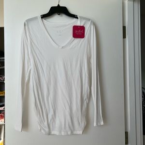 Long Sleeve White Maternity T-shirt